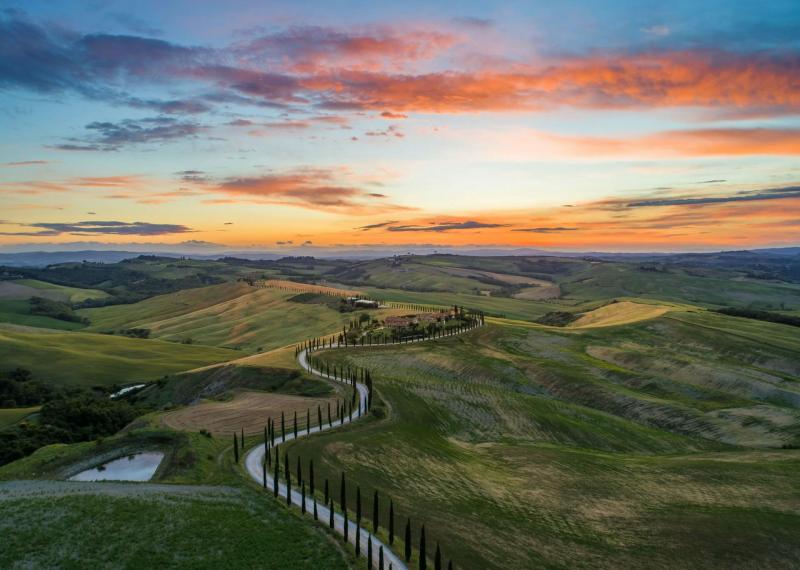 Tuscan hills at sunset