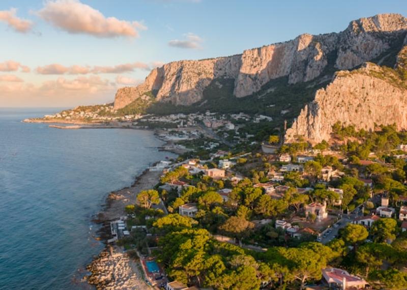 Palermo coastline with mountains and surrounding sea