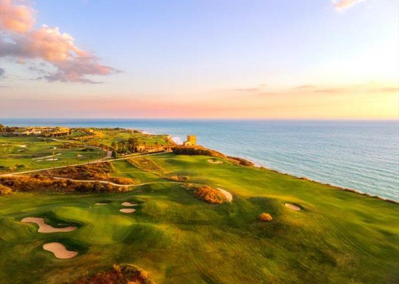 east course at Verdura resort with sea in the background